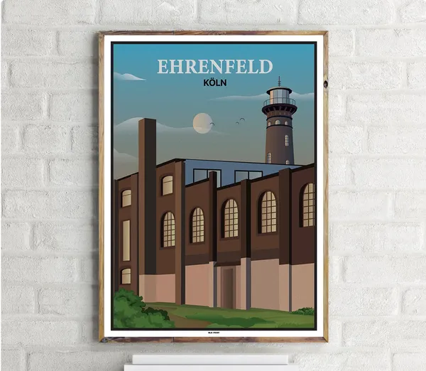 Kln Ehrenfeld Vintage Travel Poster, City Scene