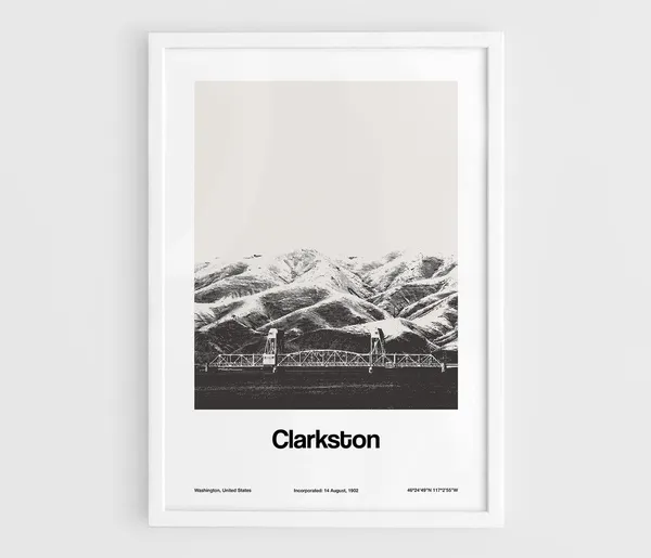 Clarkston Washington Minimalist Art Print, Interstate Bridge
