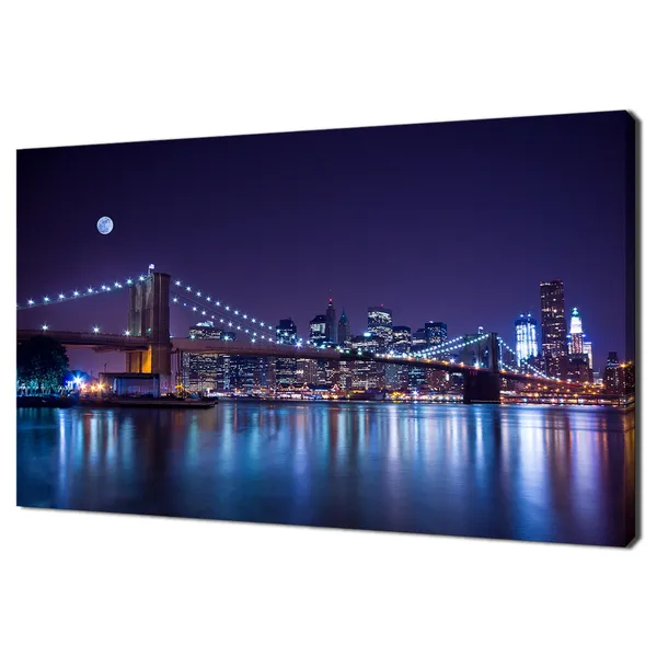 Brooklyn Bridge Under Full Moon, New York City Art Print