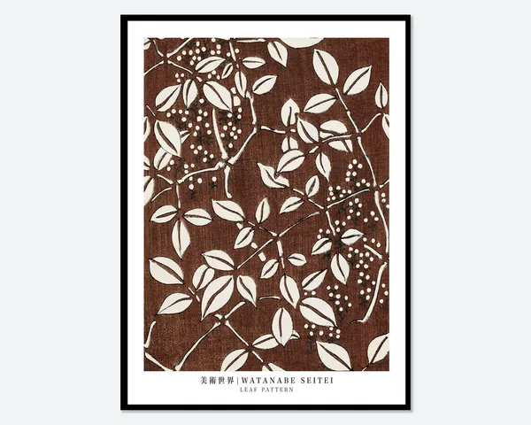 Watanabe Seitei Leaf Pattern, Vintage Japanese Art Print