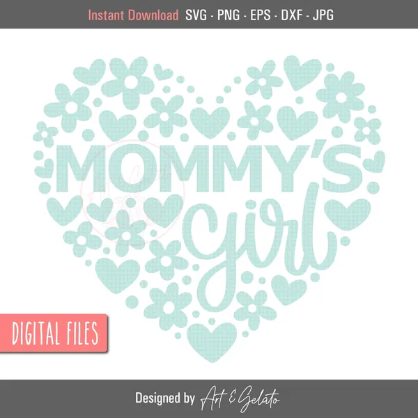 Mom And Daughter Floral Heart Mother's Day Art Print