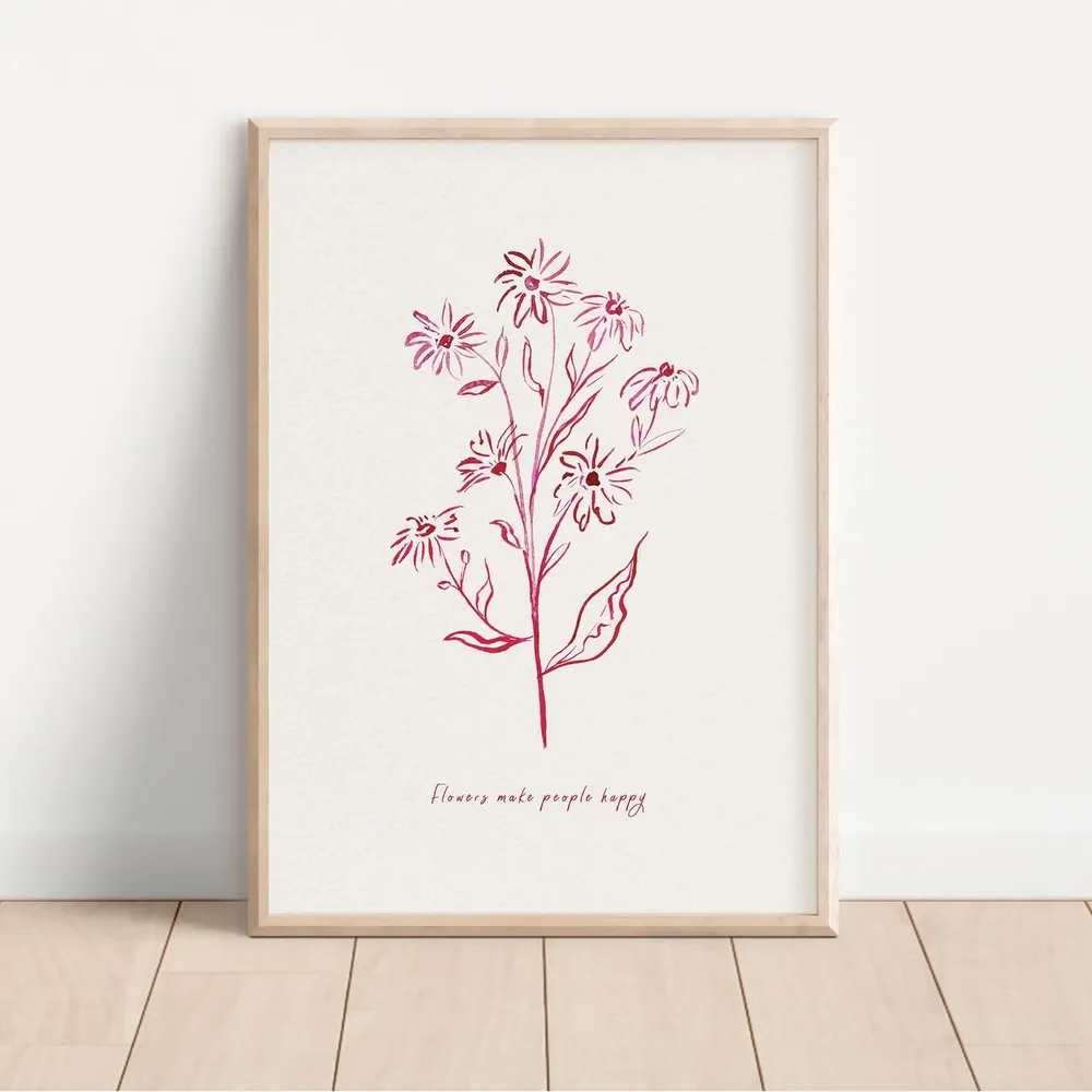 Flowers Make People Happy, Matisse-Inspired Art Print