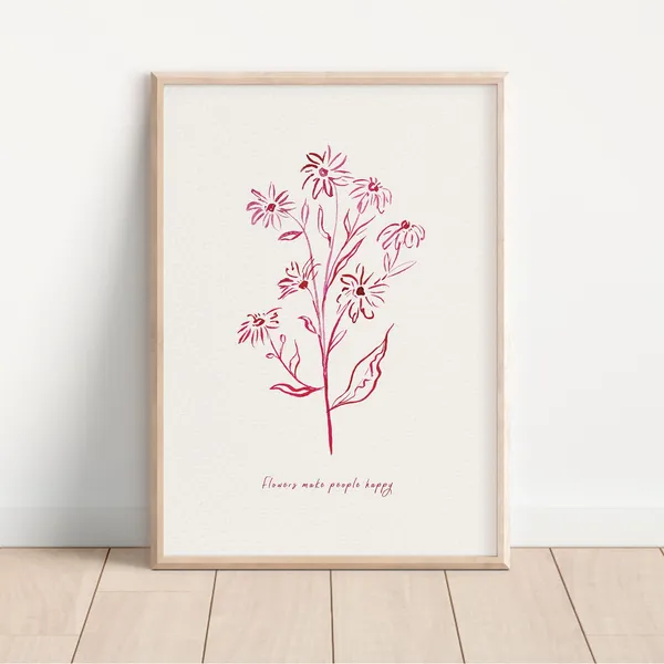 Flowers Make People Happy, Matisse-Inspired Art Print