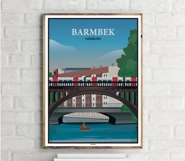 Hamburg Barmbek Vintage Travel Poster