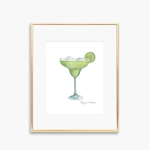 Margarita Watercolor Art Print, Cocktail Bar Decor