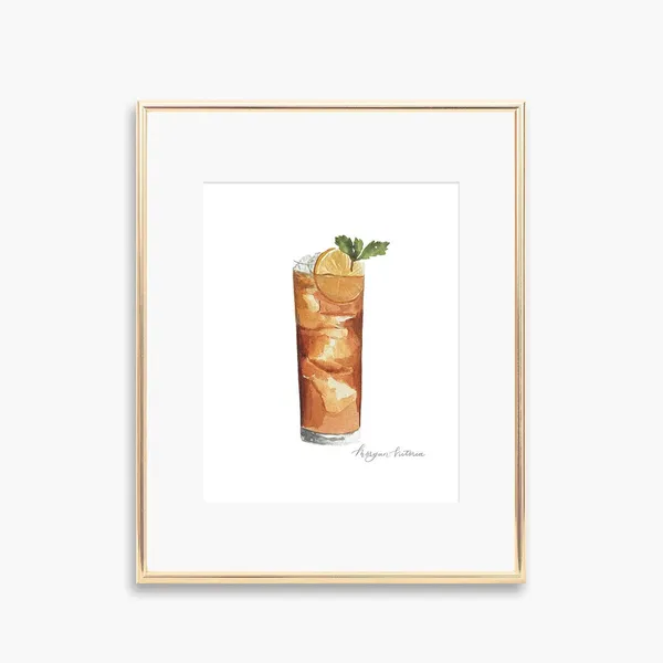 Long Island Iced Tea Cocktail Painting, Bar Decor