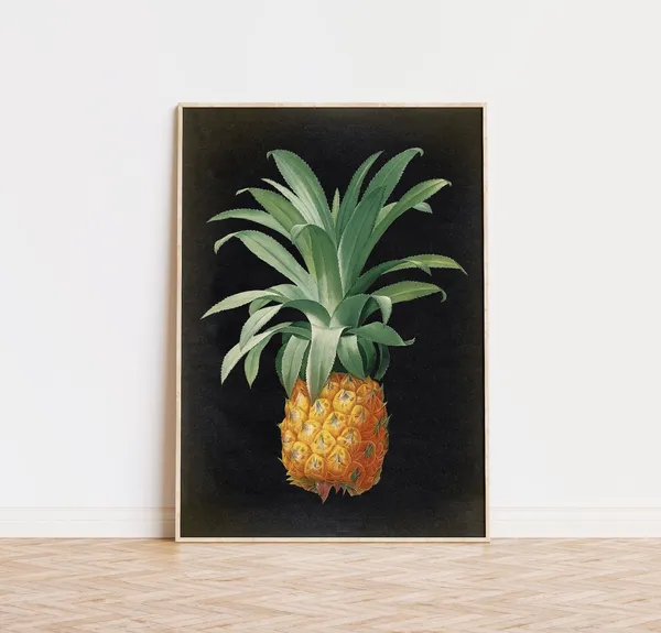 Pineapple Botanical Poster, Tropical Kitchen Art Print