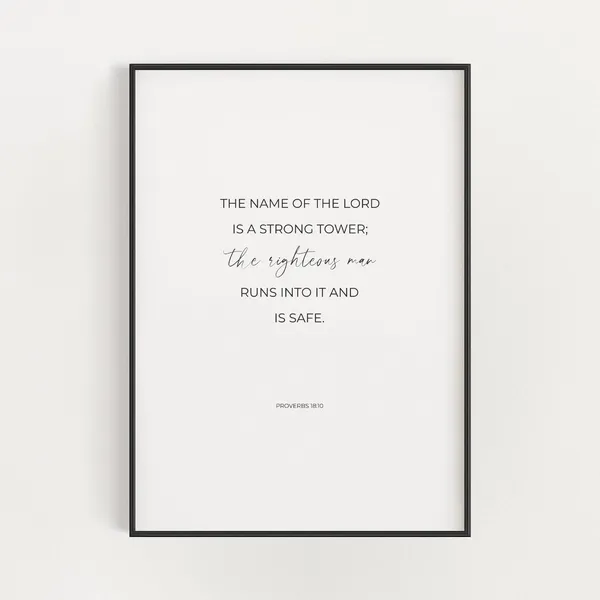 Proverbs 18:10 Bible Verse, Christian Scripture Art Print