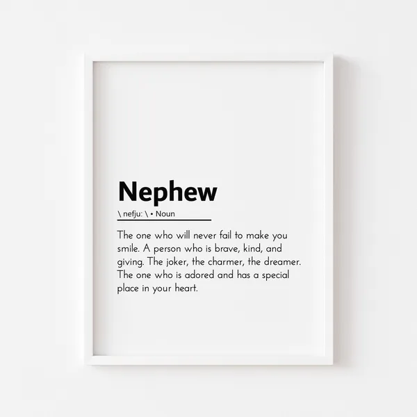 Nephew Definition Gift, Aunt To Uncle Art Print