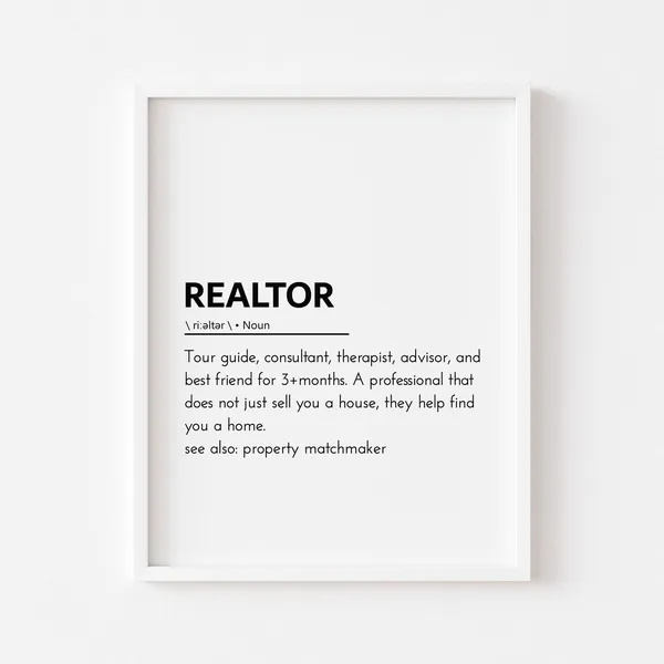 Realtor Definition Sign, Office Decor Art Print