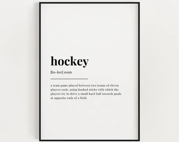 Hockey Definition Meaning Quote Print, Funny Typography