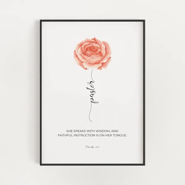 Proverbs 31:26 Scripture Art Print, Pastor Appreciation