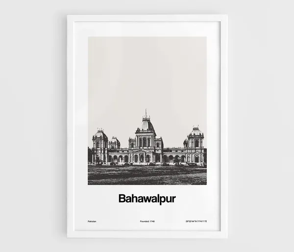 Bahawalpur Pakistan Travel Poster, Noor Mahal Print