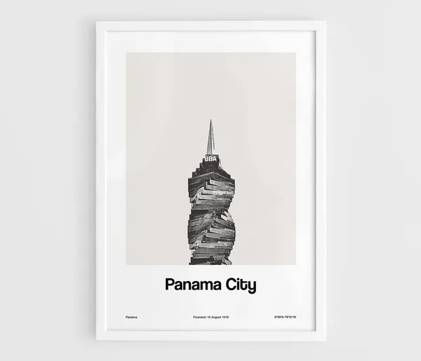 Panama City Travel Poster, Minimalist City Print