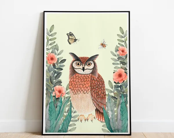 Owl Art Print for Kids Room Decor