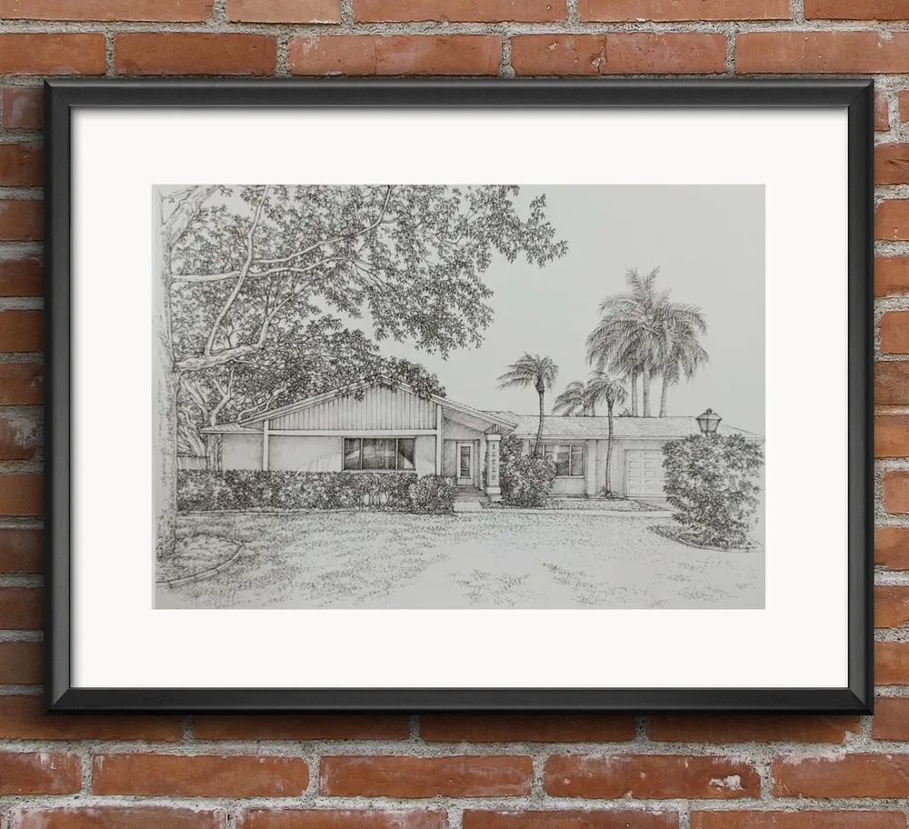 Custom Home Portrait, Hand-Drawn House Sketch Art Print