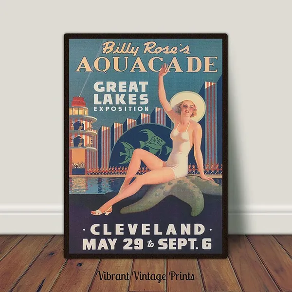 Woman Portrait Vintage Swimwear Ohio, Art Print