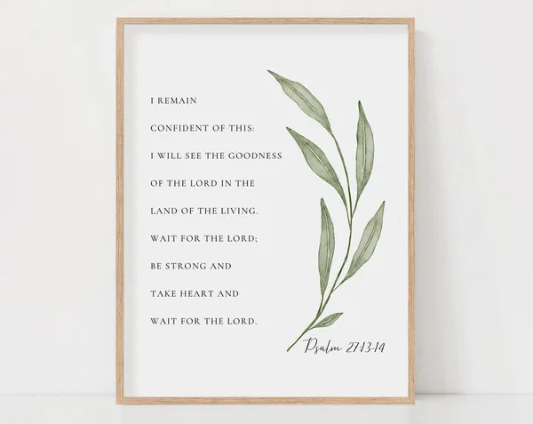 Psalm 27:13-14 Botanical Scripture Wall Art Print