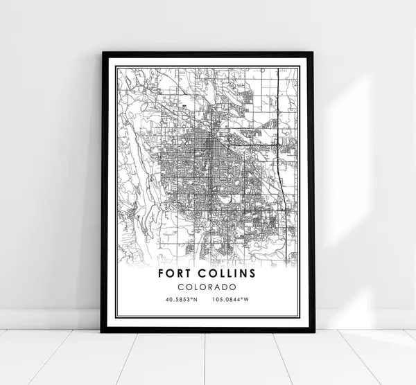 Fort Collins Map Poster, Colorado City Travel Print