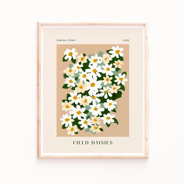 Daisy Art Print, Spring Flower Wall Decor