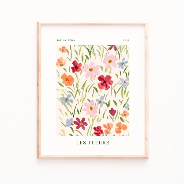 Vintage Floral Poster Print, Danish Pastel Vibe