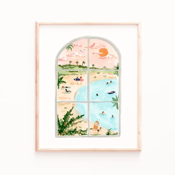 Beach Window Print, Ocean Beach Decor Poster