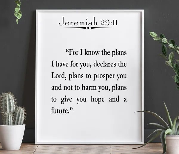 Jeremiah 29:11 Scripture Poster, Bible Quote Art