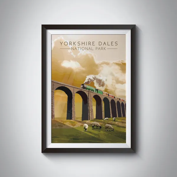 Yorkshire Dales Travel Poster, Vintage Steam Train