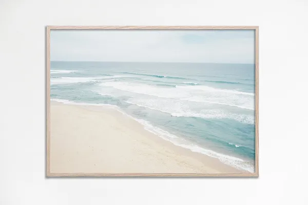 Neutral Coastal Beach Print, Soft Seascape Photo