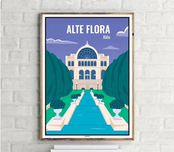 Alte Flora Kln Vintage Travel Poster