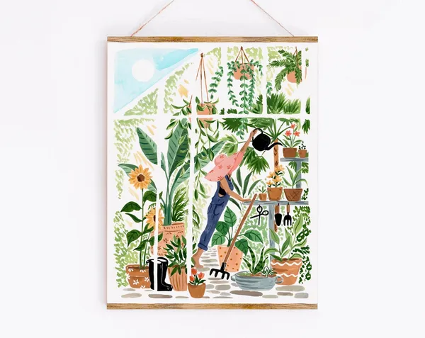 Botanical Garden Art Print, Floral Wall Art