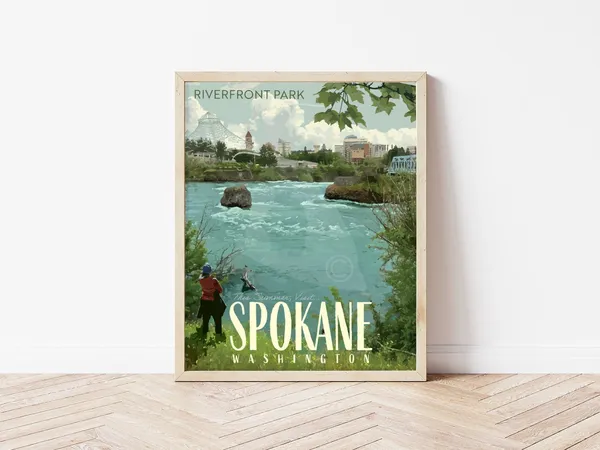 Spokane Washington Vintage Travel Poster, Riverfront Park