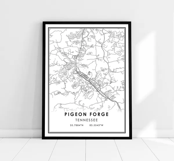 Pigeon Forge Map Print, Tennessee City Poster