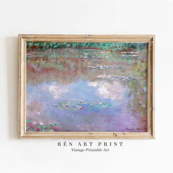 Monet Water Lilies Vintage Floral Art Print
