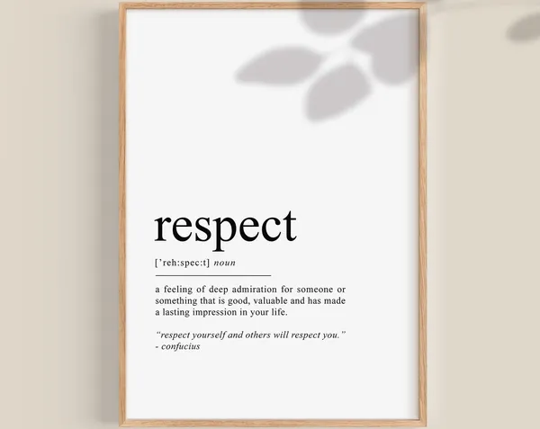Respect Definition Quote Print, Office Classroom Poster