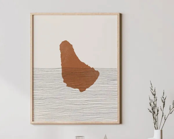 Barbados Boho Travel Poster, Map Silhouette