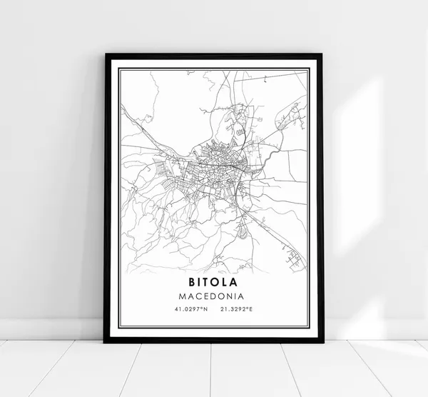 Bitola Macedonia Map Poster Print, Travel Poster