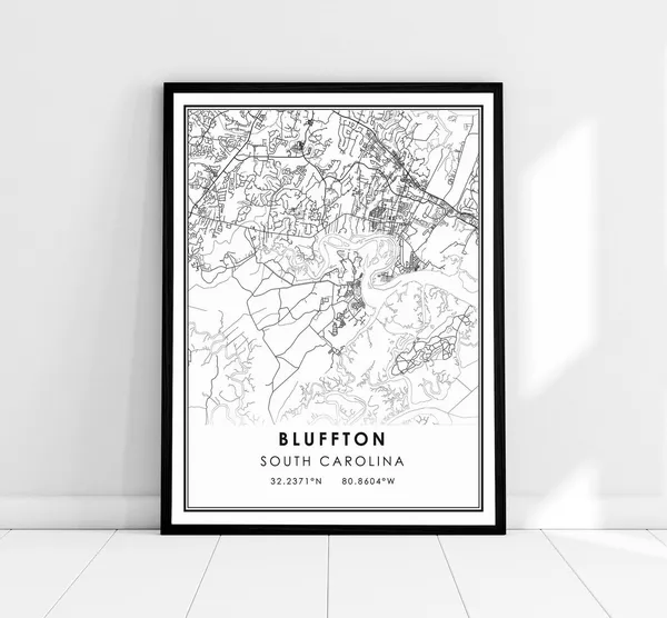 Bluffton South Carolina Map Poster Print