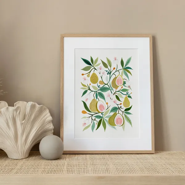 Guava Fruit Botanical Print, Modern Farmhouse Art