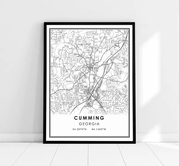 Cumming Georgia Map Print, City Travel Poster