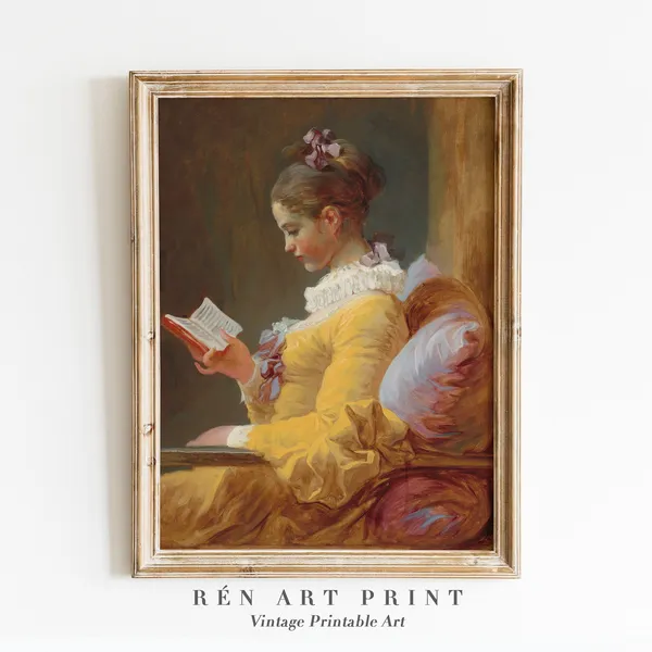 Victorian Woman Reading Vintage Portrait Art Print