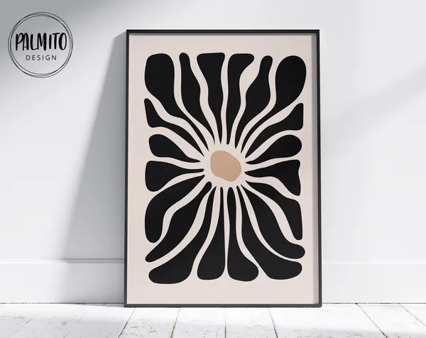 Neutral Abstract Floral Boho Flower Market Art Print
