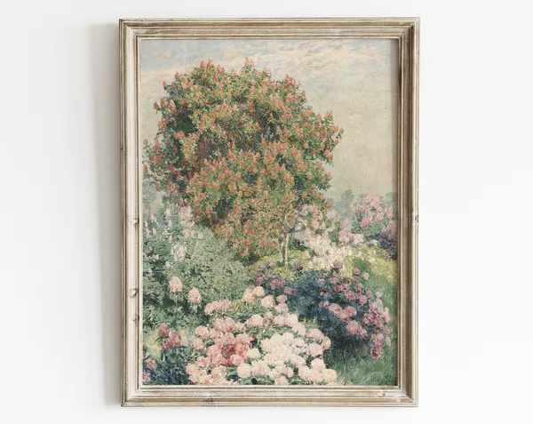 Vintage Peony Print, French Country Floral Art Print
