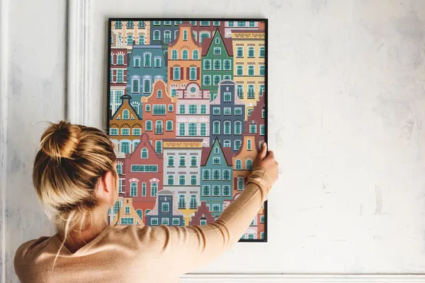 Amsterdam Houses Travel Poster, Boho Kitchen Print