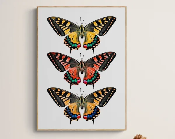 Boho Butterflies Art Print, Retro Nursery Decor