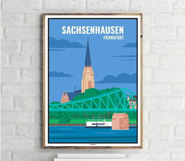 Frankfurt Sachsenhausen Vintage Travel Poster