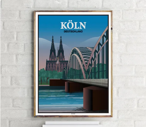 Hohenzollernbrucke Vintage Travel Poster