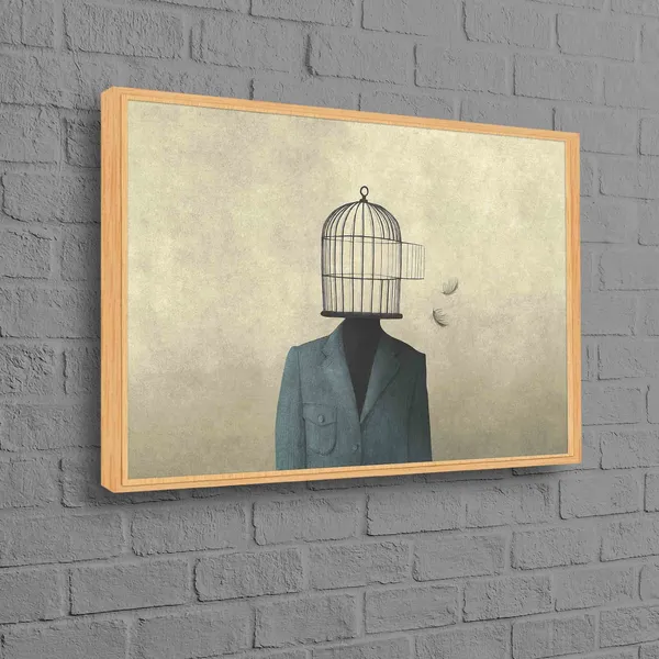 Man With Open Birdcage, Modern Surrealism Art Print