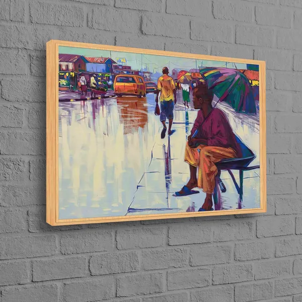 African Woman With Umbrella Abstract Art Print