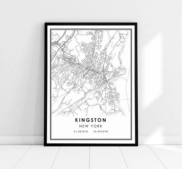 Kingston New York Map Poster, City Travel Art Print